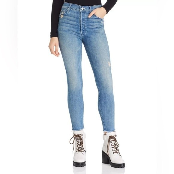 MOTHER The Stunner Fray Ankle Skinny Jeans in Graffiti Girl Lover size 26 - Picture 2 of 9